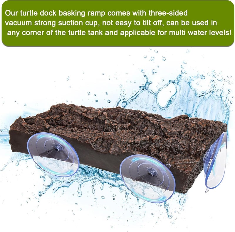 ZENFUN Turtle Basking Platform, Fish Tank Aquarium Tortoise Climbing Platform with 3 Suction Cups, Baby Tortoise Resting Terrace, Climbing Ramp Shale Reptiles Dock for Terrapins, Frogs - Image 3
